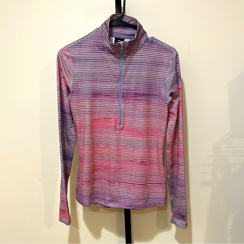Nike Pink and Purple Striped Pullover